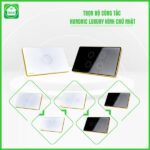 Công Tắc Hunonic Luxury Hình Chữ Nhật Viền Vàng