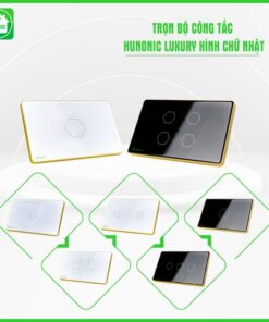 Công Tắc Hunonic Luxury Hình Chữ Nhật Viền Vàng
