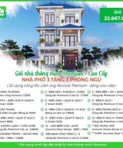 Trọn gói nhà thông minh Nhà phố cao cấp có 3 tầng 3 phòng ngủ